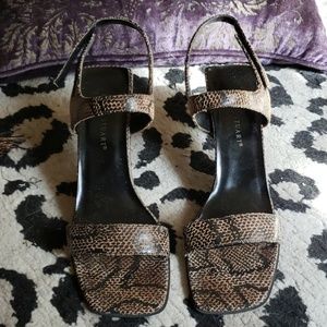 Snakeskin real leather sandals, 3" heel 🐍